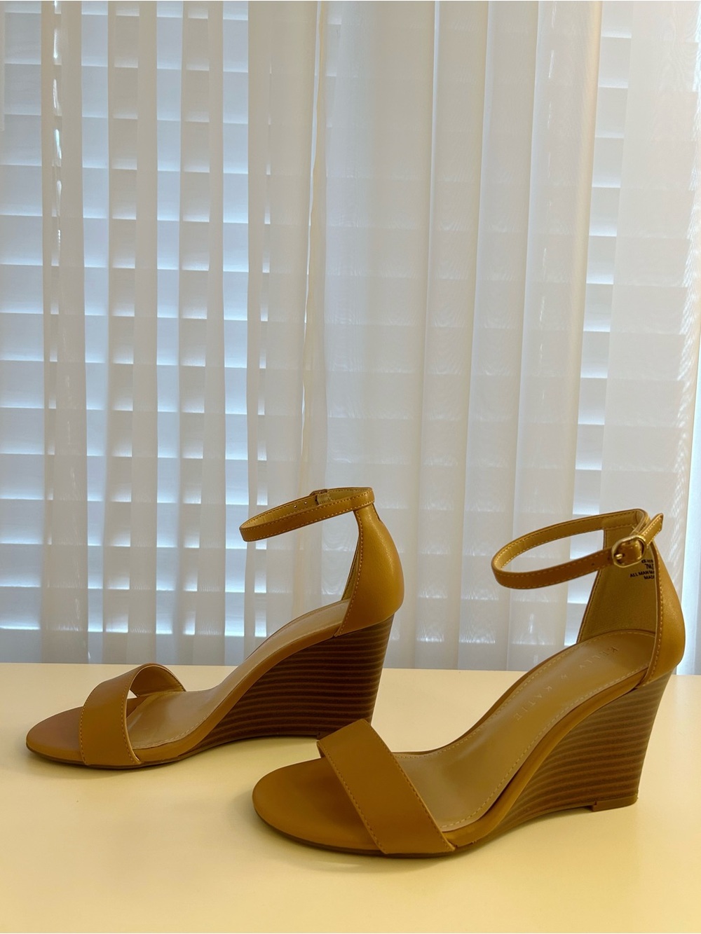 KELLY & KATIE Tan Ankle Strap Wedge Sandals - Picture 3 of 9